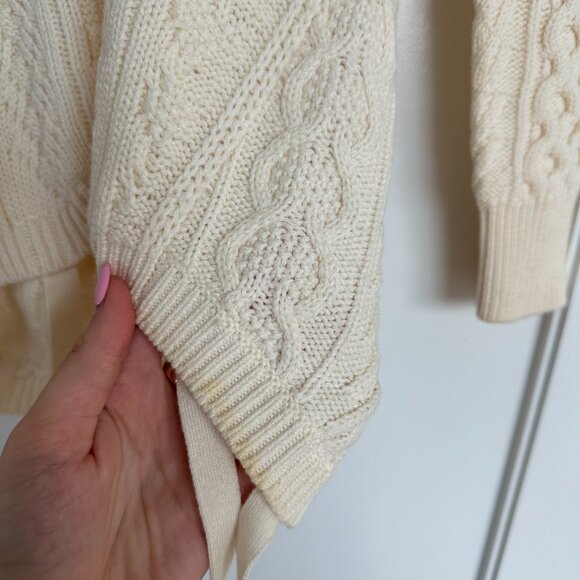 Rosie Assoulin Chunky Cable Knit Mini Dress In Ecru Sz Small Long Sleeves - Picture 4 of 9
